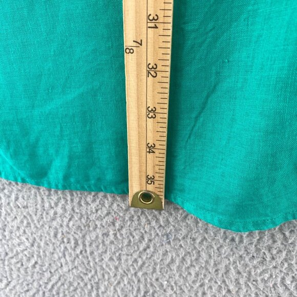 Chicos Top Womens 3 US XL Linen Green Button Up Collar Sleeveless Tunic Slit - Picture 8 of 9